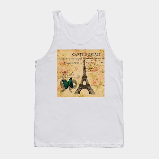 vintage butterfly paris eiffel tower fashion Tank Top by Tina